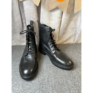 All Saints Tobias Black Leather Men’s Combat Military Motorcycle Boots Size 11